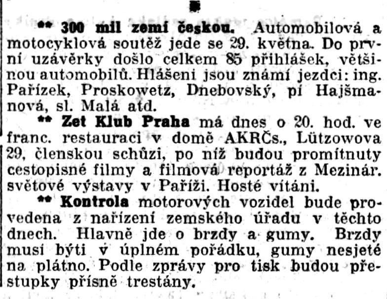 Schůze Zet Klubu Praha 18. května 1938